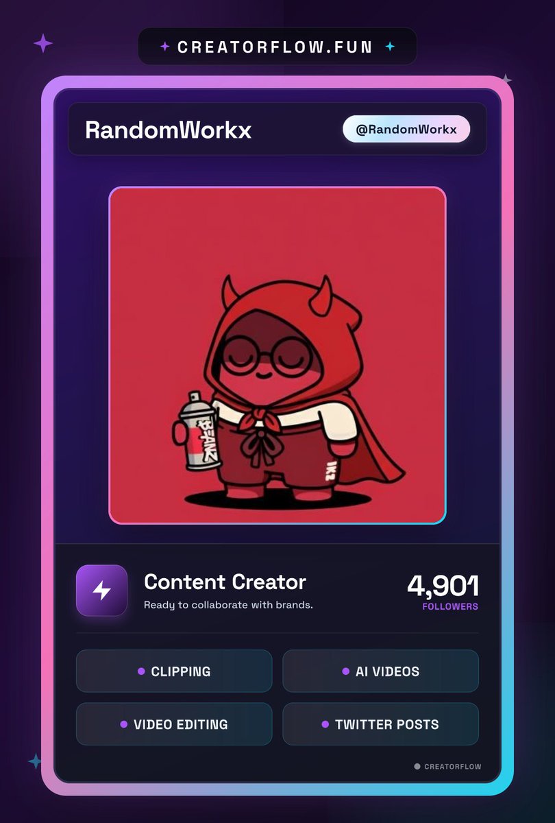 RandomWorkx's tweet image. Gm legends 

New Social cards out there by @CreatorFlowFun &amp;amp; @Badbrothers__ 

Super easy to setup, and you don&apos;t need to be in some dumb a** cabal. You just have to make SOMETHING