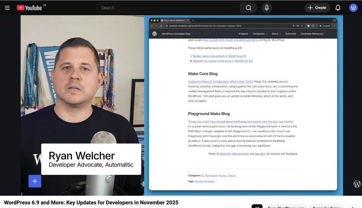 Lots of great new updates for WordPress developers this November with <a href="/ryanwelcher/">Ryan Welcher</a> 🔥 

Watch here 👉 youtu.be/fpg-Hkr5HeM?si…