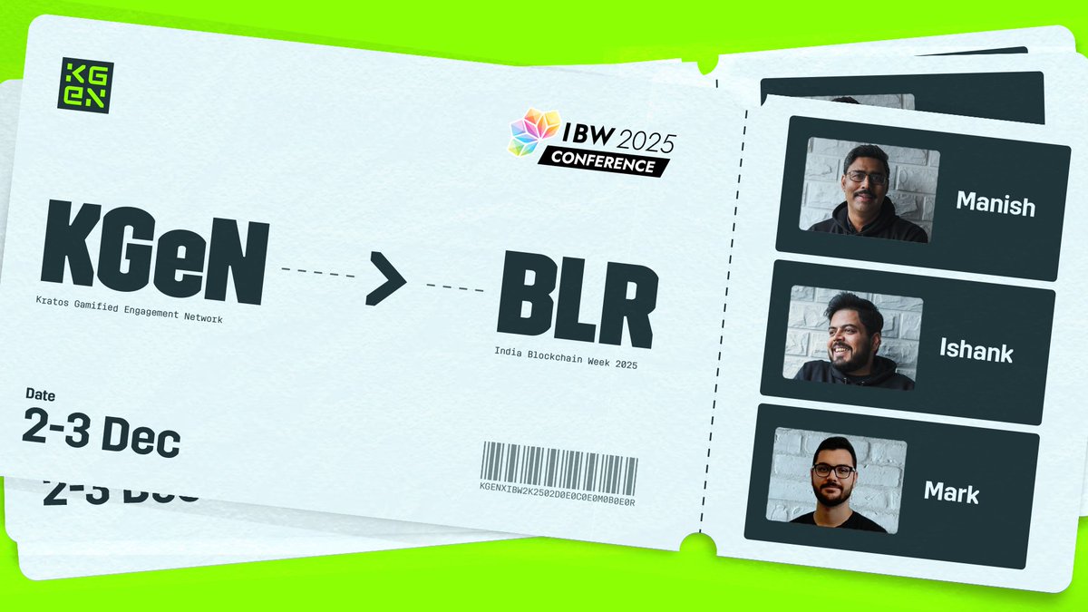 🟩 A full house of elders at <a href="/IBWofficial/">India Blockchain Week (IBW) Conference | 2-3 Dec</a>.

<a href="/ishank20/">Ishank Gupta</a>, <a href="/manishdiesel/">Manish | Kratos Gamified Engagement Network (KGeN)</a> &amp; <a href="/mducasble/">Mark Ducasble</a> are pulling up to talk shop, collab and catch up with partners, builders and the community.

Catch you there!