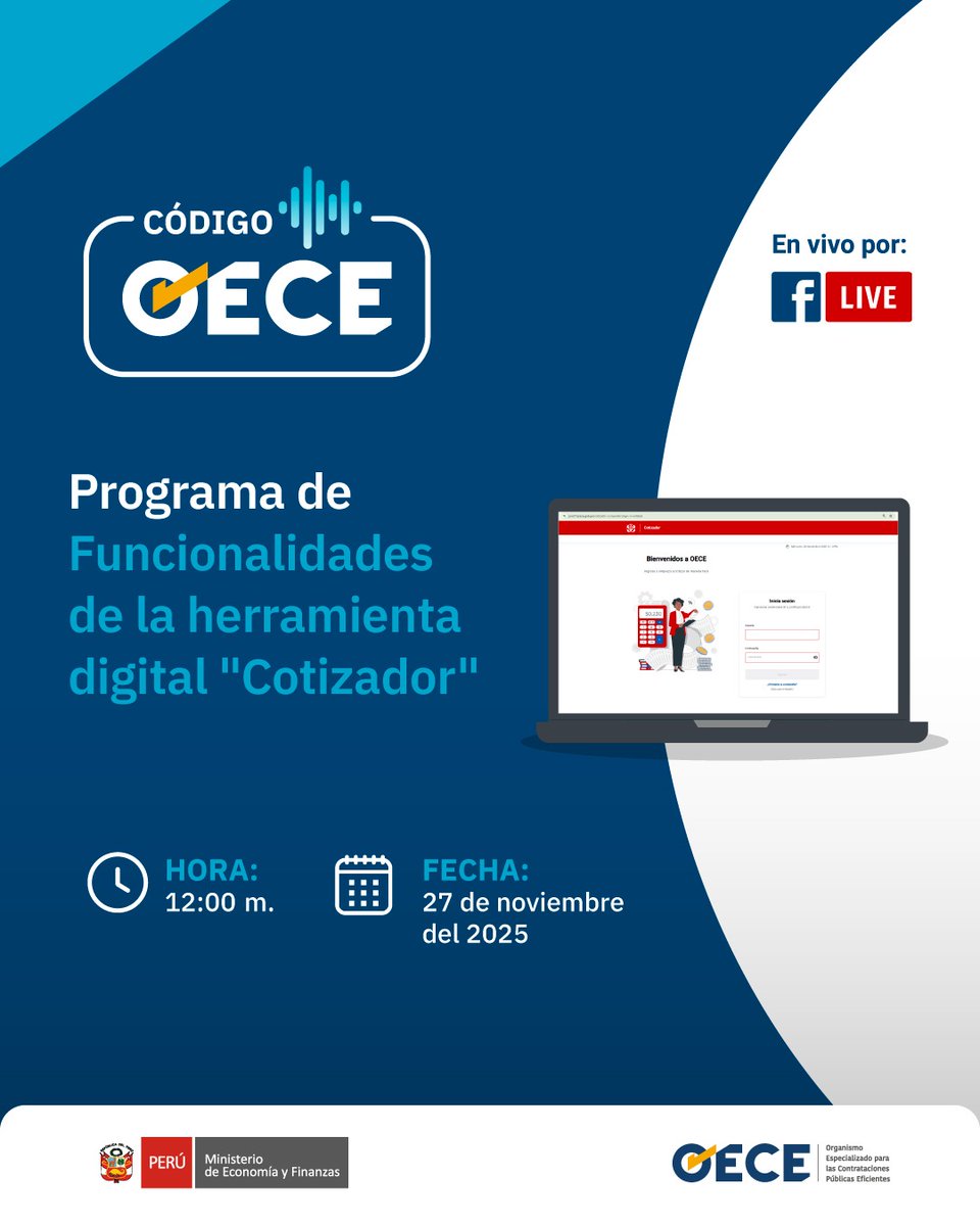 OECEPeru's tweet image. 💪😉#Hoy, a las 12 m., te brindamos #OrientaciónTécnica para obtener una mejor interacción con el mercado a través de la #HerramientaDigitalOECE &quot;Cotizador&quot;
