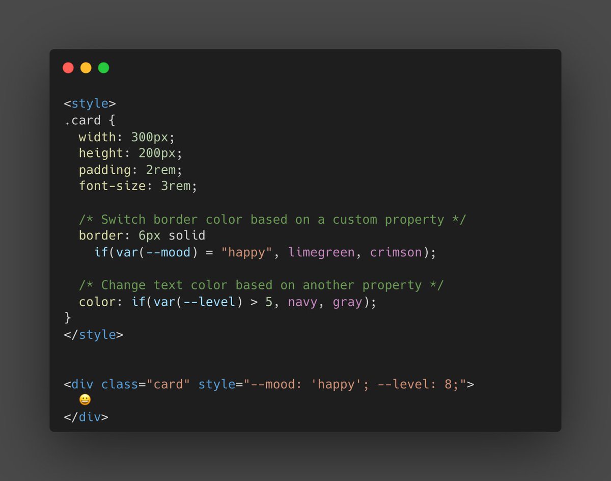 costagolub's tweet image. One of the cool things about this is that you can use it on the element itself.
It can be very powerful when you need to implement quick logic for a CSS property.

#CSSMagic #CSSTips