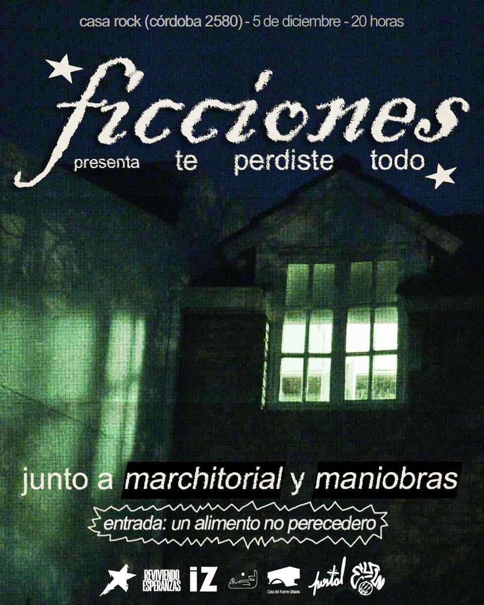 El futuro para los pibes marplatenses se ve amenazada por el egoísmo y la miseria de los políticos y los poderosos.
Por eso con lobera y ficciones proponemos un recital a benificio para buscar soluciones en conjunto.
Todo lo recaudado se va para los comedores de la ciudad.