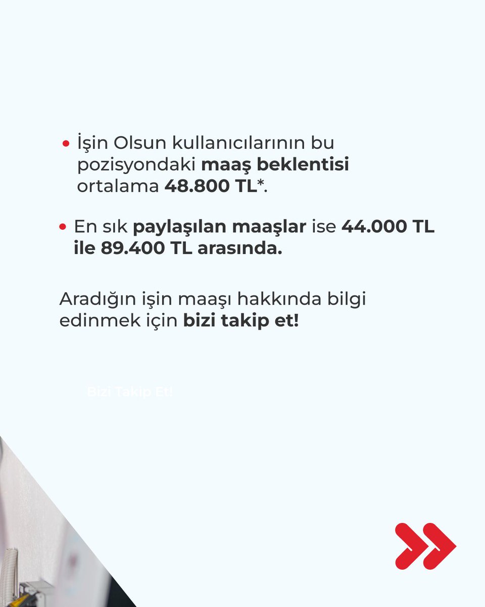 Elektrik teknikeri olarak iş arıyorsan maaş beklentilerini belirlemenin tam zamanı! ☕

Kullanıcılarımızın bu pozisyondaki maaş beklentisi ortalama 48.800 TL*. 💰
 
En sık paylaşılan maaşlar ise 44.000 TL ile 89.400 TL arasında. Aradığın işin maaşı hakkında bilgi edinmek için