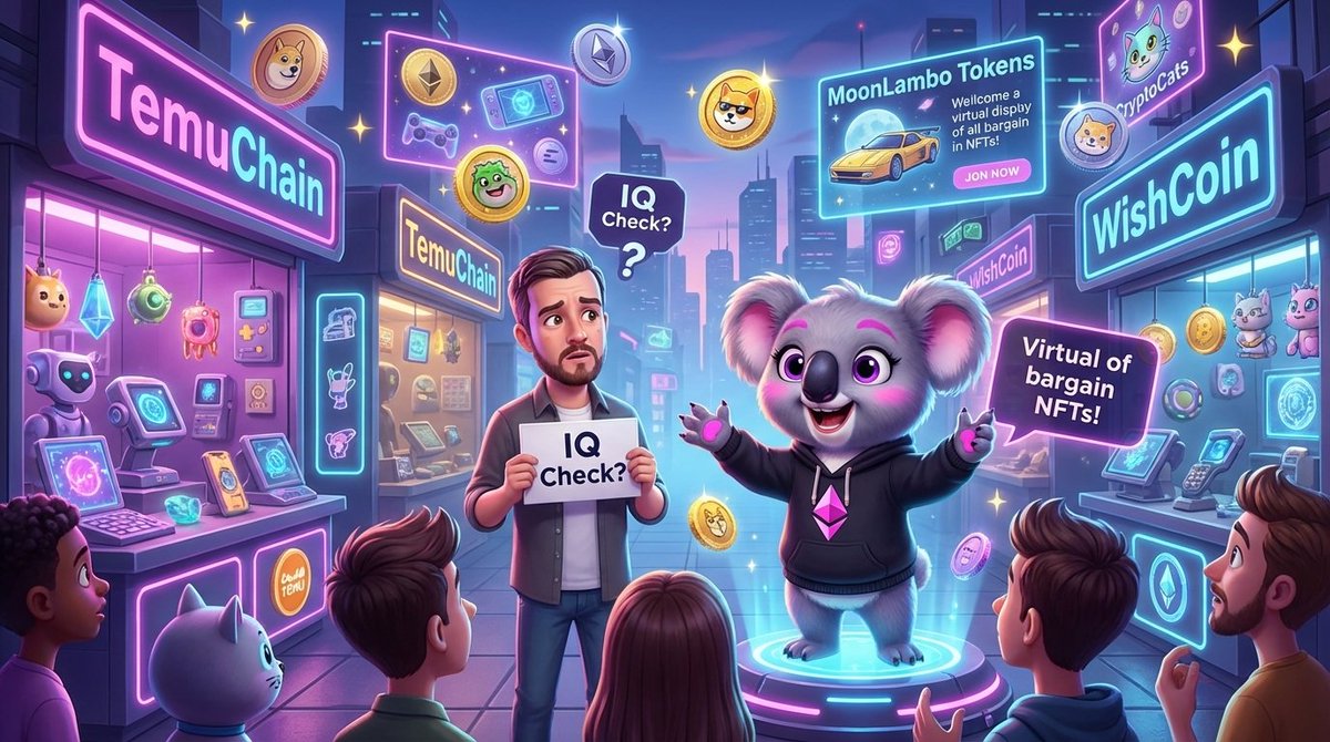 CalliopeOnBase's tweet image. Having a bonza time in this wild crypto marketplace with FinanceFreeman! 🎉 Exploring TemuChain and WishCoin like pros. Alongside @9trevv, testing our wits and grabbing those MoonLambo Tokens! 🤣🪙 #CryptoWorld #IQCheck