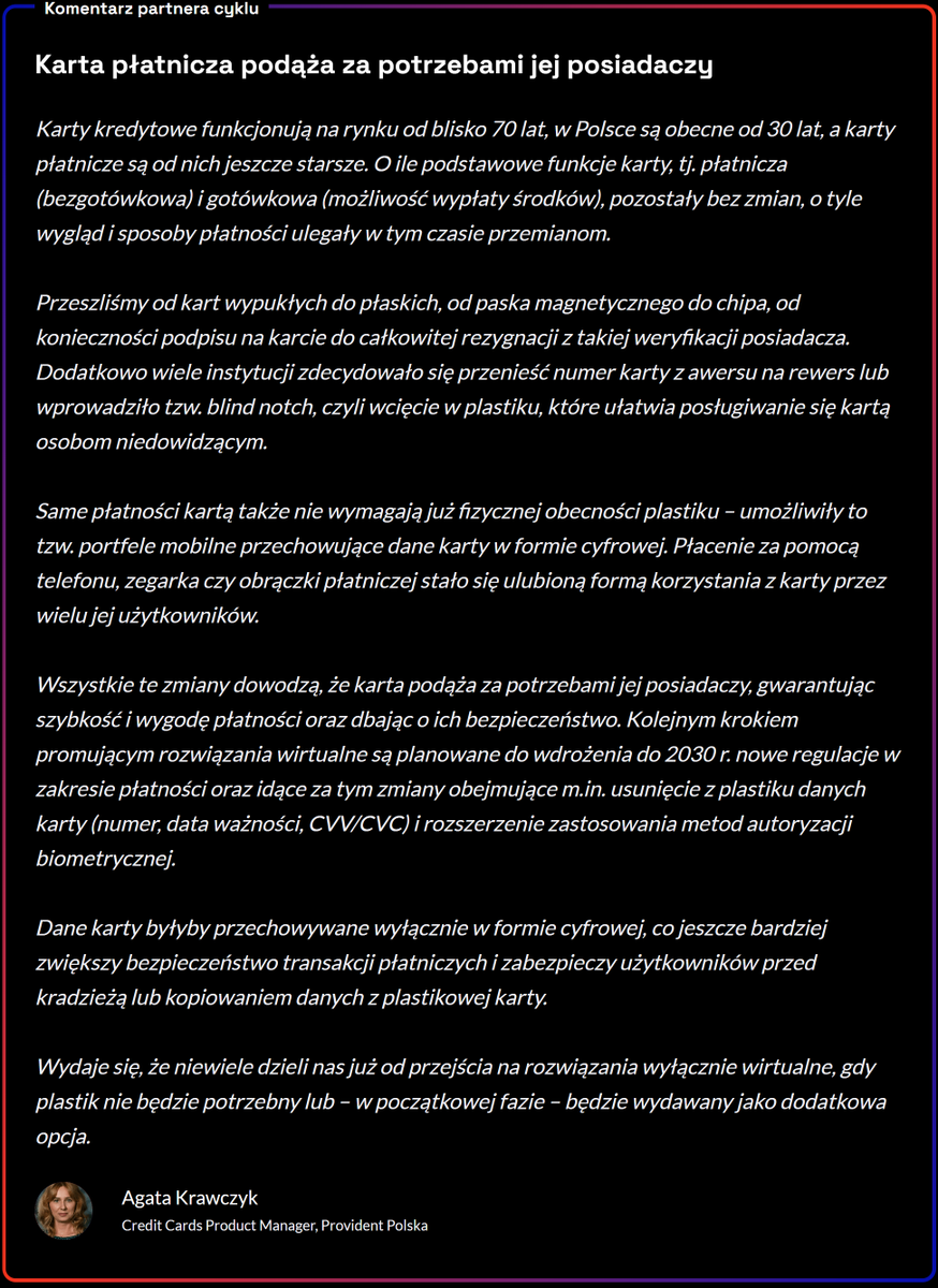Kontynuujemy cykl artykułów o kartach płatniczych, który przygotowaliśmy we współpracy z redakcją <a href="/xyz_oficjalnie/">XYZ</a>.

👉 Czwarty odcinek - o kartowej "etykiecie": xyz.pl/kiedy-wypada-p…