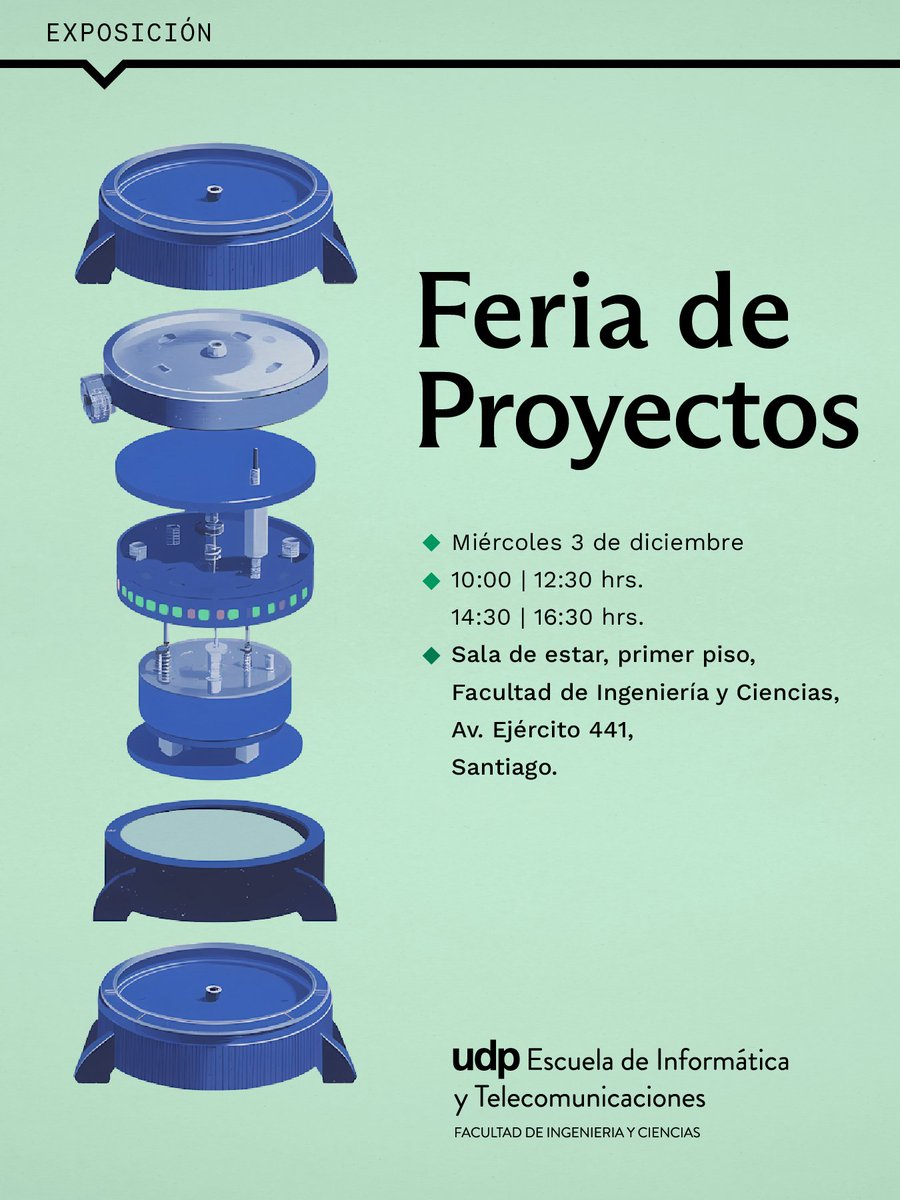 #ExperienciaFIC 🤩 Este miércoles 3 de diciembre, la Escuela de Informática y Telecomunicaciones UDP realizará una nueva versión de la Feria de Proyectos EIT, en la Sala de Estar de la Facultad de Ingeniería y Ciencias.

📲 Visita ingenieriayciencias.udp.cl