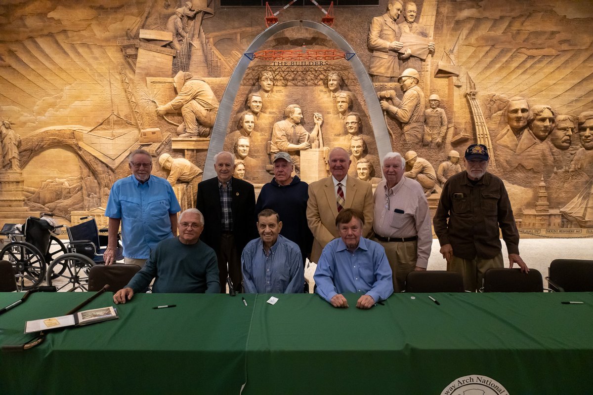 GatewayArchSTL's tweet image. This Thanksgiving, I&apos;m grateful for the people who built the me, literally. 🏗️

Thank you to the original builders who shaped this icon, particularly these 9 who came to the annual Meet the Builders event in October. The gratidute extends to the dedicated team who keeps me…