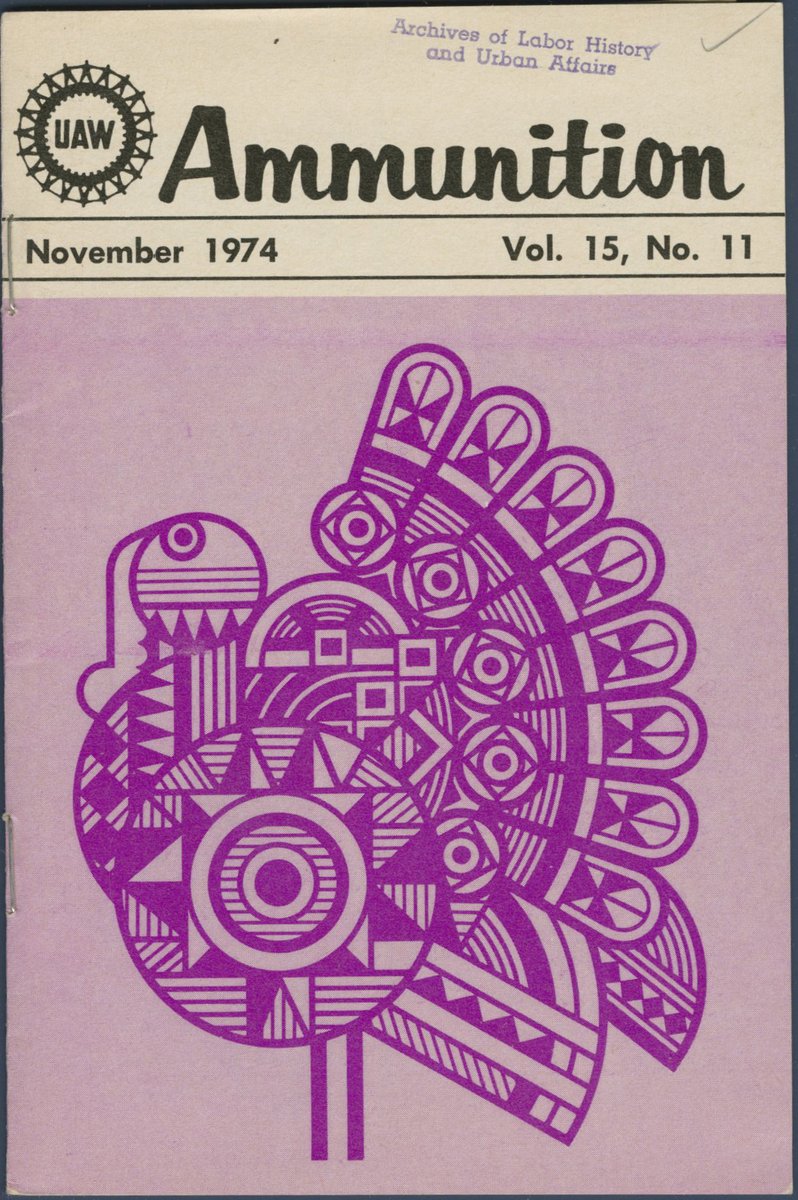 A very turkey-centric front cover of this November 1974 issue of the UAW's Ammunition magazine. From the union's archives at the <a href="/ReutherLibrary/">Reuther Library WSU</a> 🦃