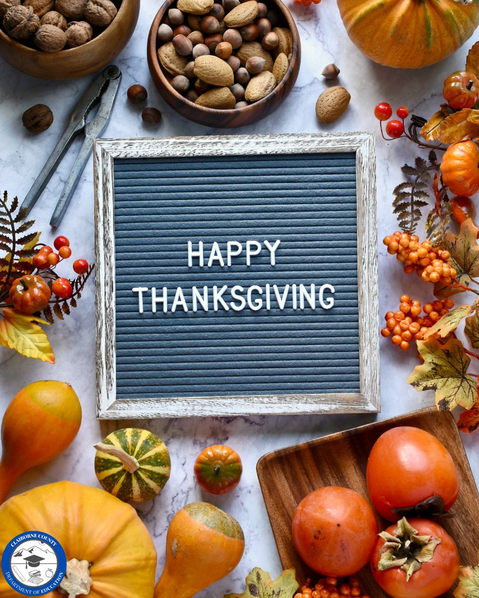 This Thanksgiving, we’re grateful for our students, families, and staff who make Claiborne County Schools a caring community. Wishing you safety, warmth, and delicious moments around the table. #claibornesuccess #successfulschoolssuccessfulcommunities