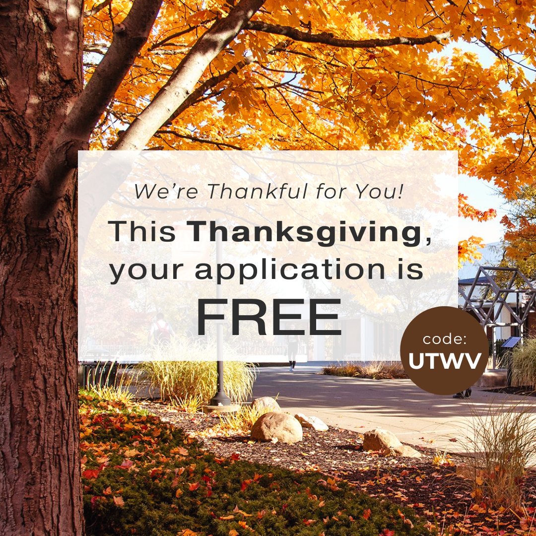 This Thanksgiving, we’re thankful for our Future Pioneers! 🦃🍂
Apply for FREE all break long using code UTWV.

Your future starts here 🎓✨

🔗utica.edu/apply-now 

#ThankfulForYou #ApplyFree #UticaUniversity #FuturePioneer