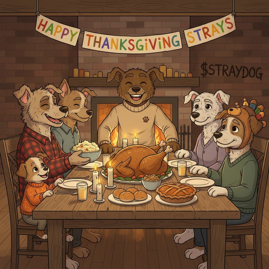 straydogcoin's tweet image. Thankful for all the Strays out there grinding, building, believing.
Happy Thanksgiving 🧡🐾