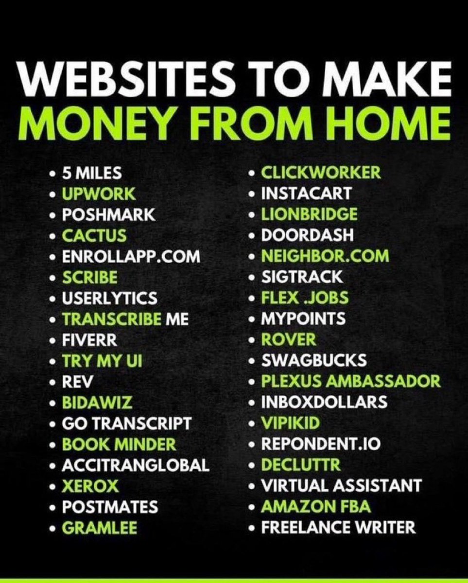 Shahriar661731's tweet image. 🧨45+ Ways to Make Money from Home in 2025 💸

Work online your way — through freelancing, transcription, or side hustles.

💰 Ideal for beginners, students, and home-based professionals!

✨To get it:
👇👇👇
⛰Follow  [MUST]
⛰Like ❤️
⛰RT🔃
⛰Reply “GIVE”