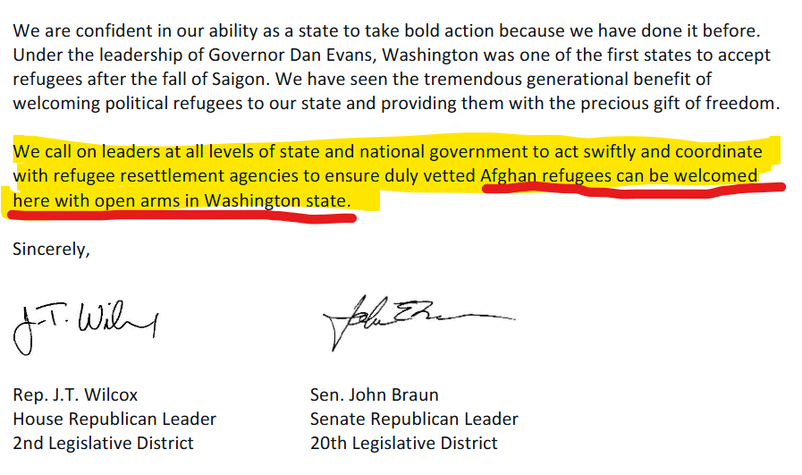 juliecbarrett's tweet image. Only 16 members of the House voted to NOT reduce vetting for Afghan nationals. 

Additionally disturbing that WA Republican leadership wrote a letter AFTER this July 2021 vote on August 16, 2021 asking then-governor Jay Inslee to ensure that Afghan refugees could be welcomed to…