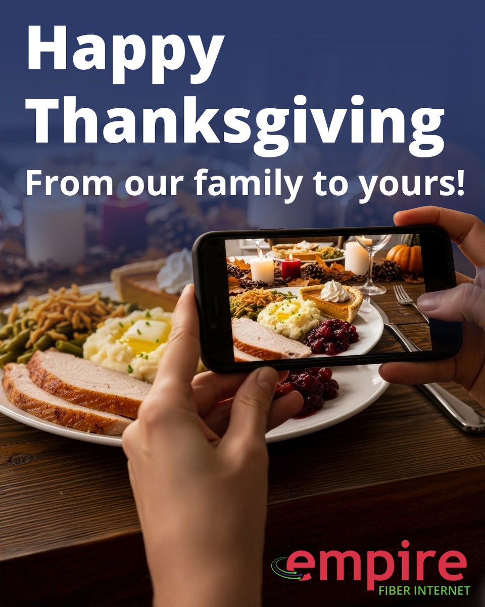 Happy Thanksgiving from all of us at Empire Fiber Internet! 🍁

We’re grateful for the communities we serve and the families who trust us to keep them connected. Wishing you a warm, safe, and joy-filled holiday! ❤️

#HappyThanksgiving #EmpireFiberInternet #EmpireAccess