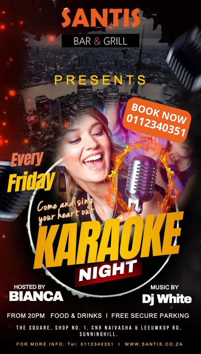 SantisBarGrill's tweet image. 🎤✨ Karaoke Every Friday! ✨🎤

Start your weekend with good vibes, great food 🍔, cold drinks 🍻 &amp;amp; your favourite songs! 🎶🔥

📍 From 8PM
📞 011 234 0351

#KaraokeNight #FridayVibes #SantisBarAndGrill #webchanges #santiswebchanges