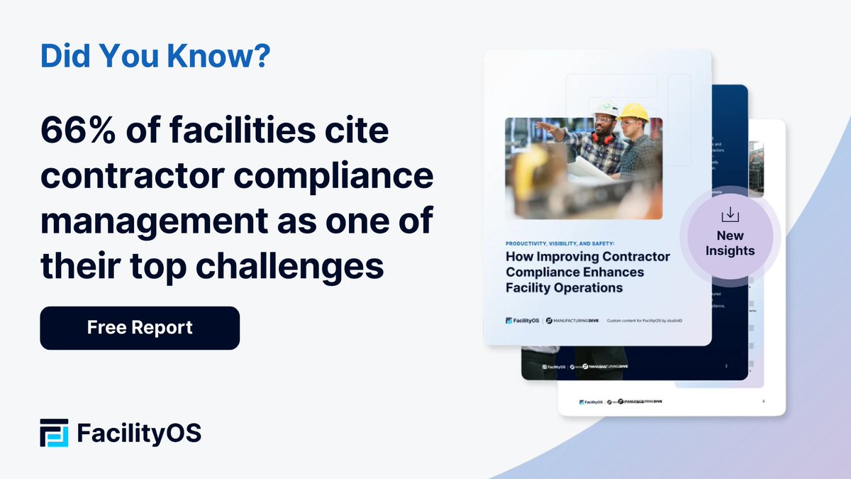 facilityos's tweet image. Contractor compliance gaps can create costly risks. See how high-performing teams automate oversight and close the loop on documentation. facilityos.pulse.ly/486ramvy4q #ContractorManagement #ComplianceAutomation #RiskMitigation