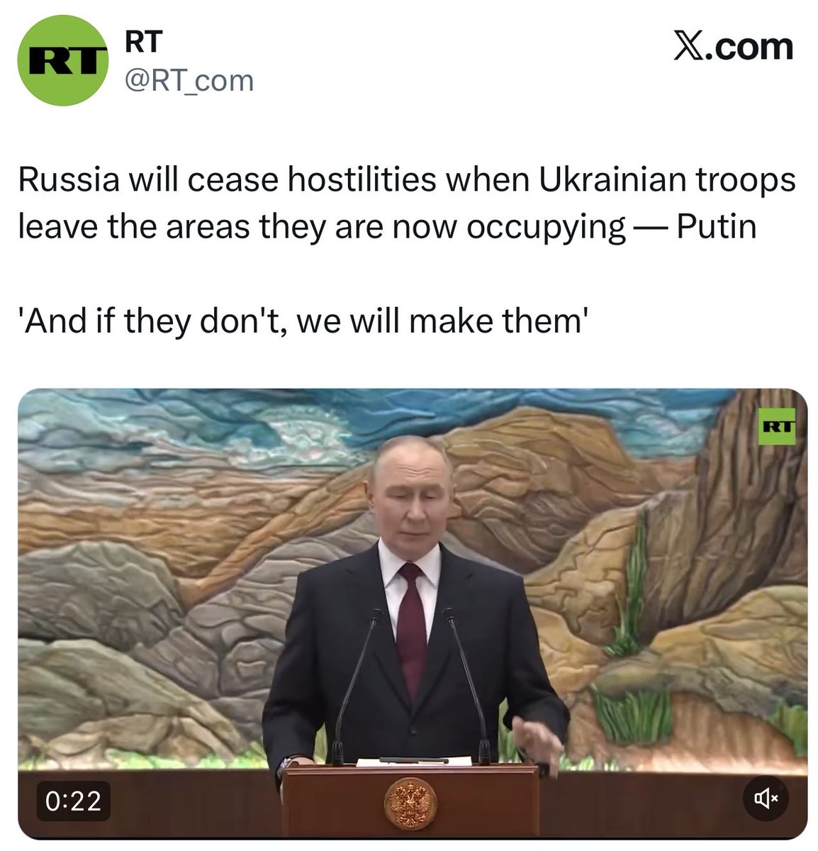 Putin wants Ukrainians to leave their land in order for his invading troops to stop the slaughter. It would be cartoonish if it wasn’t so tragic.
