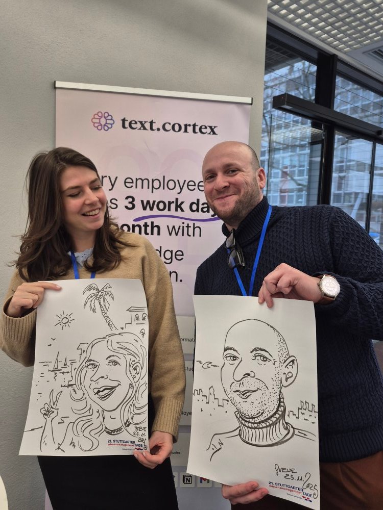 TextCortex's tweet image. 🎉 𝗧𝗵𝗮𝘁'𝘀 𝗮 𝘄𝗿𝗮𝗽 𝗼𝗻 𝗦𝘁𝘂𝘁𝘁𝗴𝗮𝗿𝘁 𝗞𝗻𝗼𝘄𝗹𝗲𝗱𝗴𝗲 𝗠𝗮𝗻𝗮𝗴𝗲𝗺𝗲𝗻𝘁 𝗗𝗮𝘆𝘀!

Thank you to everyone who stopped by our stand.

Massive appreciation to Chuck and Marie for representing us so well and conducting meaningful conversations! 👏