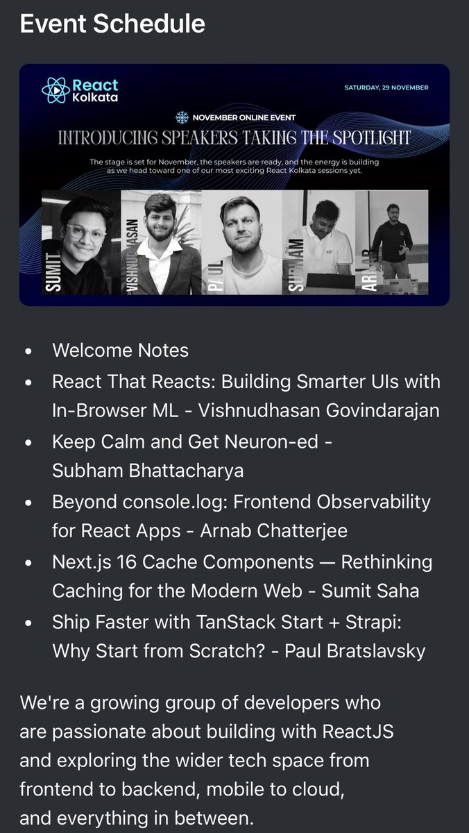 Join us online this Saturday at the <a href="/reactkolkata/">React Kolkata (Official)</a> event 🔥