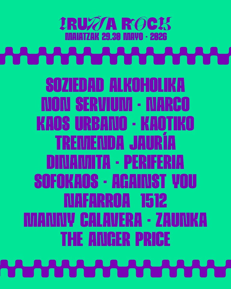 Cartel completo del Iruña Rock Festival 2026.