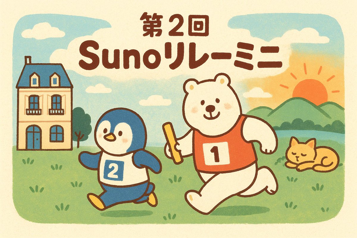 RAx0ih0G1PtoqDu's tweet image. 第2回sunoリレーミニ参加者の皆様ありがとうございます😊
今回の走順とテーマを発表します。
だいたい1週間くらい目安に曲ができましたら
#第2回sunoリレーミニ
をつけてこちらのポストから引用とsunoリンクをはっていただけたらと思います

続く