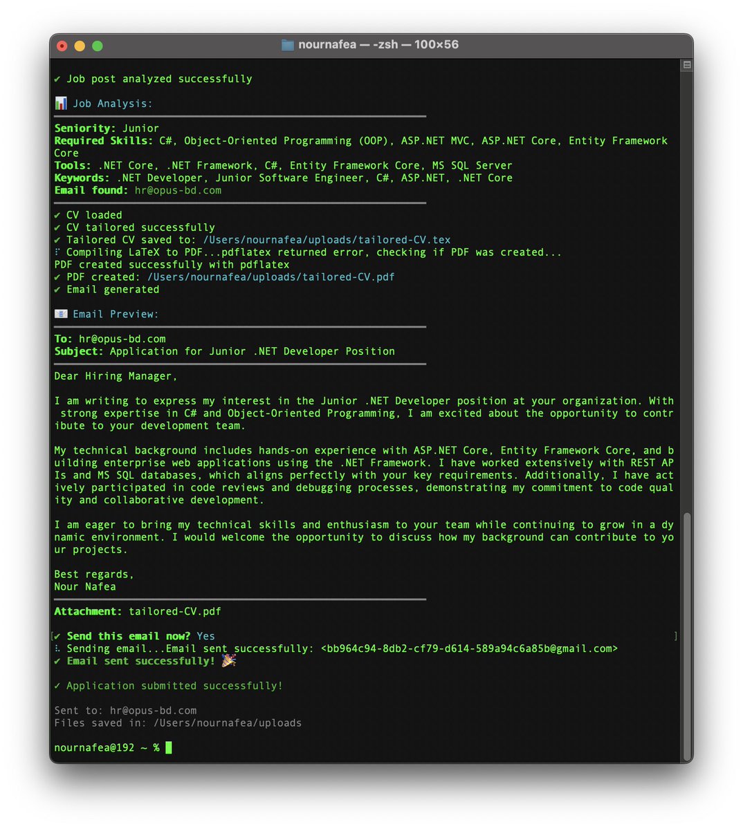 0xNour's tweet image. عملت CLI Version 🚀
وده usage example ⏳⌛️