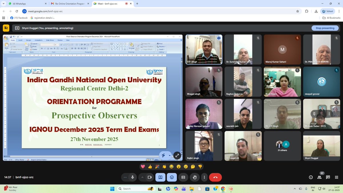 IGNOU_RCDelhi2's tweet image. RC Delhi-2 organised Online Orientation Program for the Prospective Observers of TEE December 2025