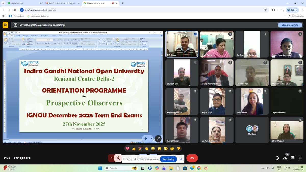 IGNOU_RCDelhi2's tweet image. RC Delhi-2 organised Online Orientation Program for the Prospective Observers of TEE December 2025