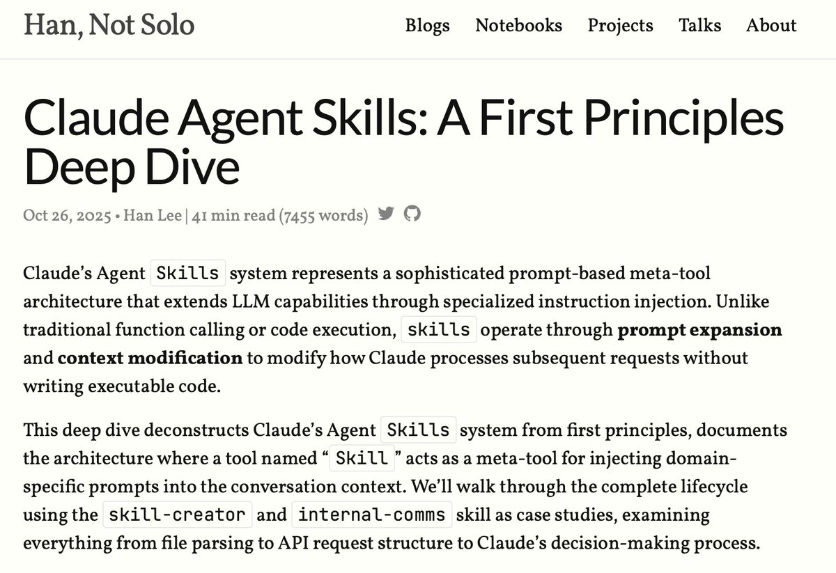 Наткнулся на огромную статью про Skills в Claude Code

Я сам еще толком их не применяю, но кажется после это лонгрида с полным разбором что с ними можно делать, как они работают, когда уместны… в общем, я пошел дочитывать, и вам советую, если регулярно используете Claude Code.