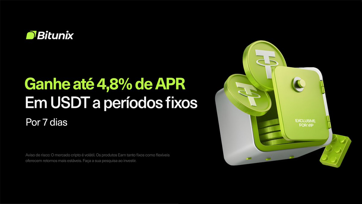 BitunixPT's tweet image. Com as quedas recentes do mercado chegou a hora de receber #criptomoedas de forma consistente 🏦

Ganhe até 4,8% de APR sobre as suas $USDT em um período fixo de 7 dias 💰
💎Exclusivo para VIP
📅Até 31 de Dezembro

Comece agora a ganhar 👉 bitunix.com/p/BitunixEarn2…