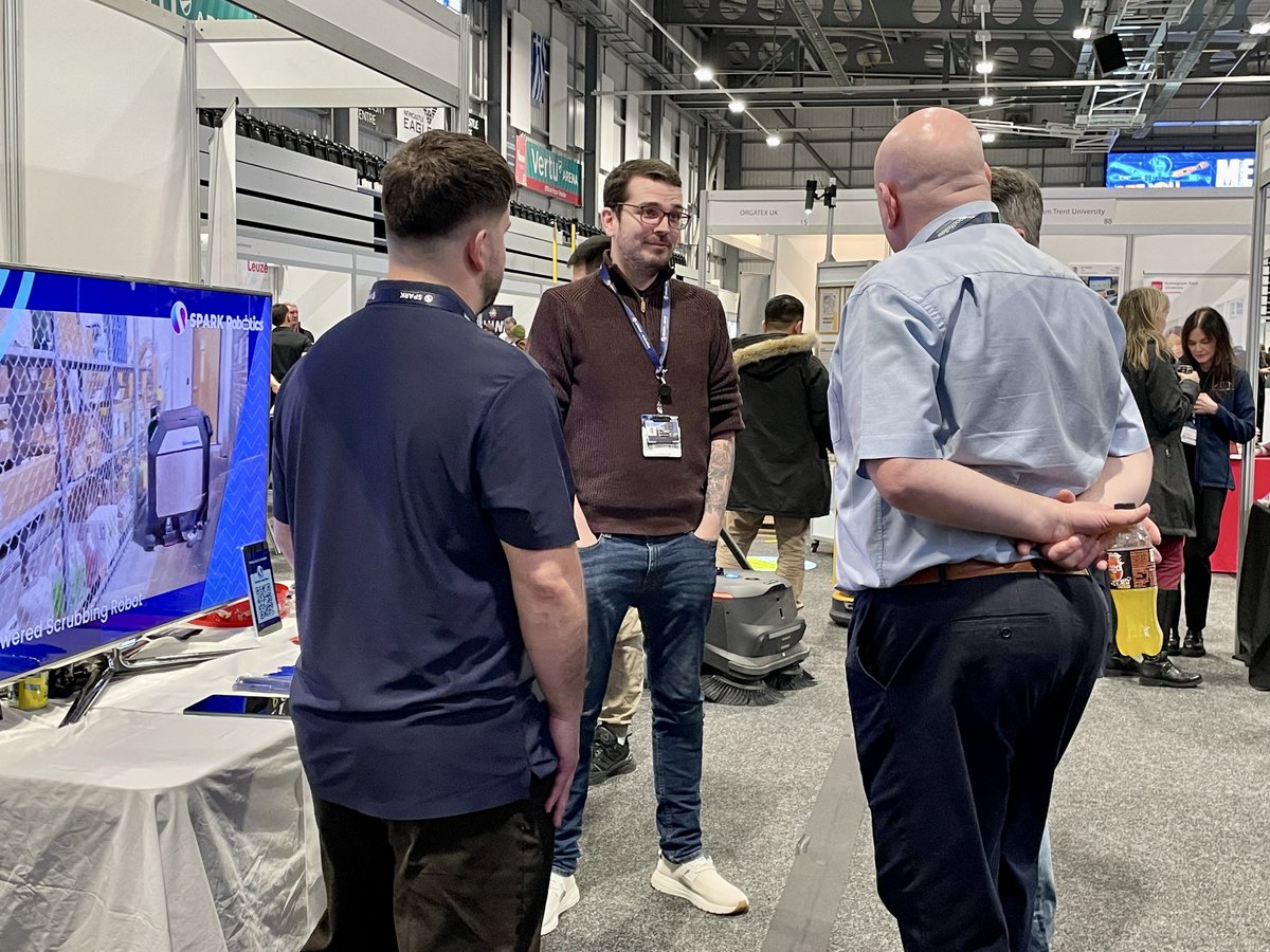 SparkEPOS's tweet image. Great to be at the Manufacturing &amp;amp; Engineering North East Expo today!

We showcased the MT1 industrial cleaning robot and connected with warehouse, engineering, and manufacturing teams who are exploring the next steps in automation.

#CleaningRobots #IndustrialRobots