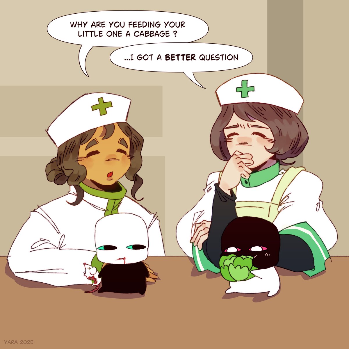 Yaaravu_'s tweet image. Caretaker and baby pursuer AU #dieofdeath

avoider caretaker design belongs to @Stabberoniz