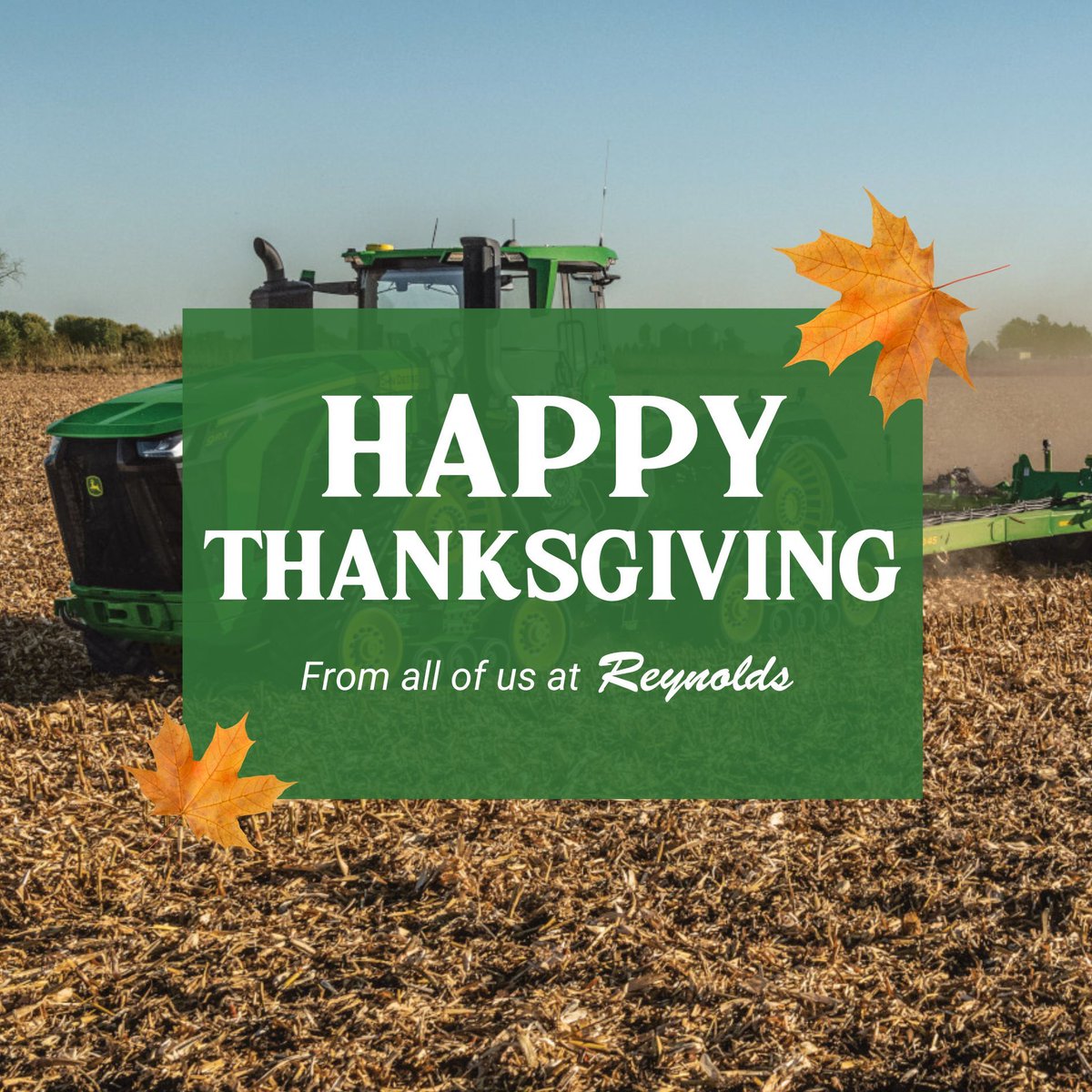 Happy Thanksgiving from all of us at Reynolds! 🦃

Please note we will be closed for the holiday, Friday, and Saturday. We will resume regular business hours December 1st!
