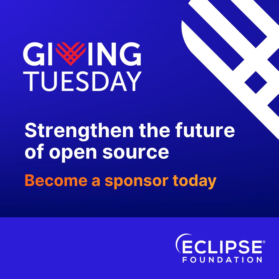 EclipseFdn's tweet image. #GivingTuesday takes place on 2 December, and we’re just one week away! Join the global celebration of generosity that brings people together to give, collaborate, and make a difference.

This year, the Eclipse Foundation invites you to lead with generosity and support the open…