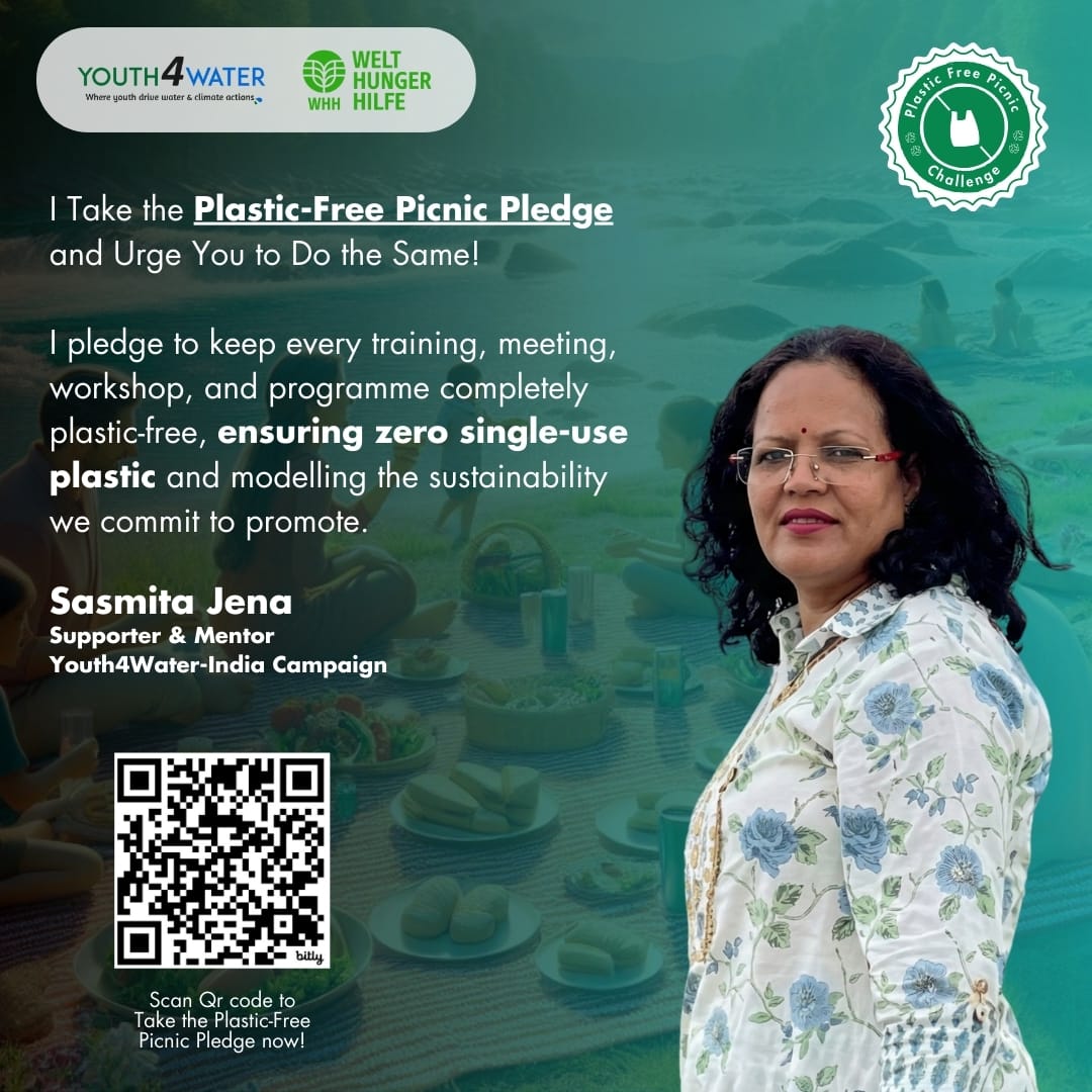 Youth4WaterIn's tweet image. Joining the #PlasticFreePicnicChallenge, @sasmitajena02 takes the #plasticfreepicnicpledge and urges everyone to organise single-use plastic free meetings and other gatherings.  

Do join her in this cause and be part of India&apos;s most unique #NatureBasedSolutions initiative.