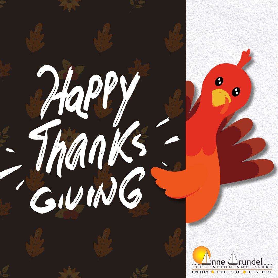 Happy Thanksgiving from AACo Parks! 🦃 We're grateful for our incredible community &amp; dedicated staff. Wishing you a safe, joy-filled holiday!

Ready to run? Burn off that turkey at Jug Bay's Post-Turkey 5K Trail Run! Reserve your spot: ➡️ aarecparks.org/jugbaypostturk…

 #AACoParks