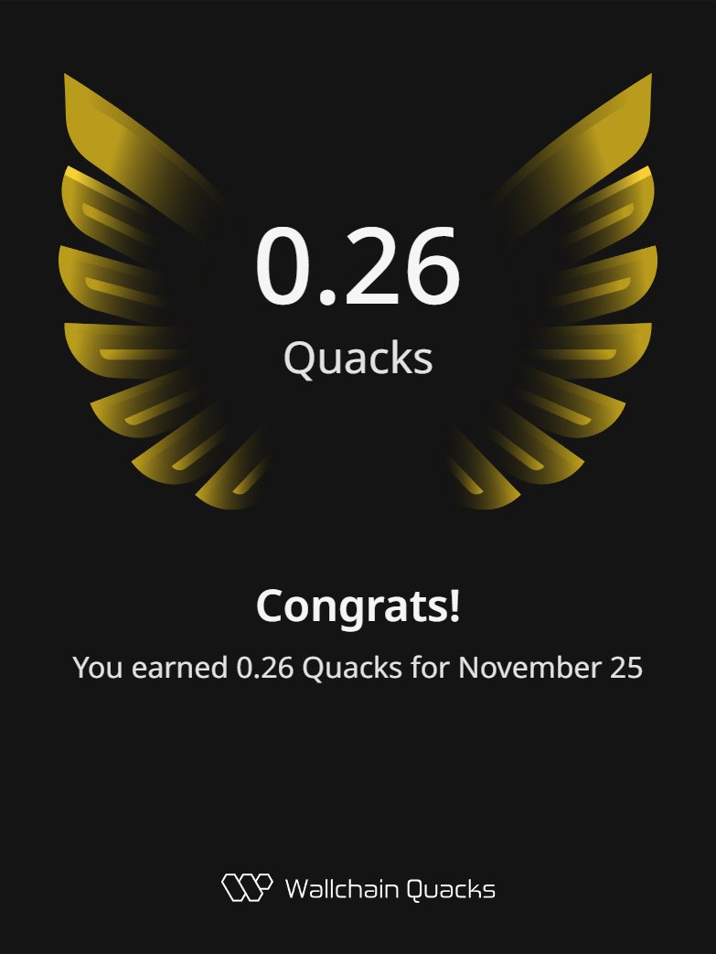 ChainbuilderPro's tweet image. GM CT 
Just earned 0.26 Quacks on @wallchain in one day 🦆

Turn insights into rewards and climb the leaderboard 🥇

Use my referral link – quacks.app/?ref=Chainbuil…