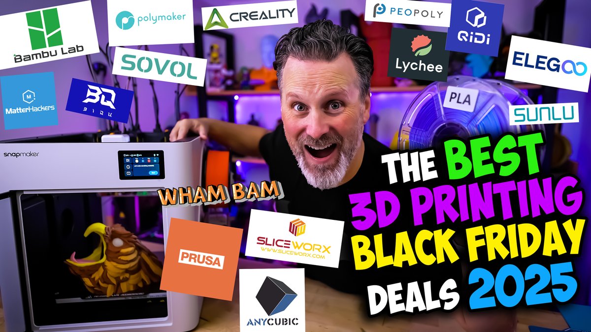 UncleJessy4Real's tweet image. It&apos;s my 9th Annual Black Friday 3D Printing Deals Roundup video!

youtu.be/P4y4_pl8zbc