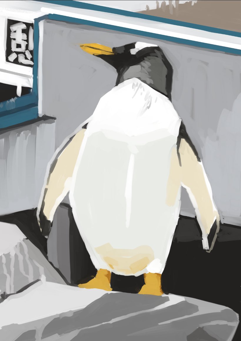 何か手を動かさねばと思って描いたおたるのジェンツーペンギン