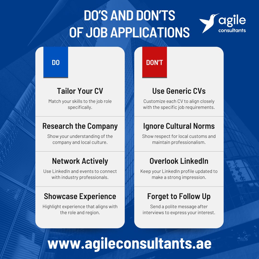 AgileUAE's tweet image. From crafting a tailored CV to building a strong professional network, these insights can be the key to landing your next opportunity.  
 
Explore actionable tips and resources to elevate your career: agileconsultants.ae/checklist  
 
#JobApplications #CareerTips #CVWriting #JobSearch