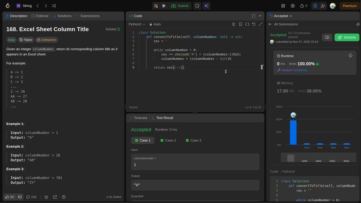 oddava's tweet image. studied 4 more problems today!

this one was kind of hard ngl, with some digging i figured it out in the end

🔥94/100 
#leetcodeprogress #LeetCode #leetcodedaily