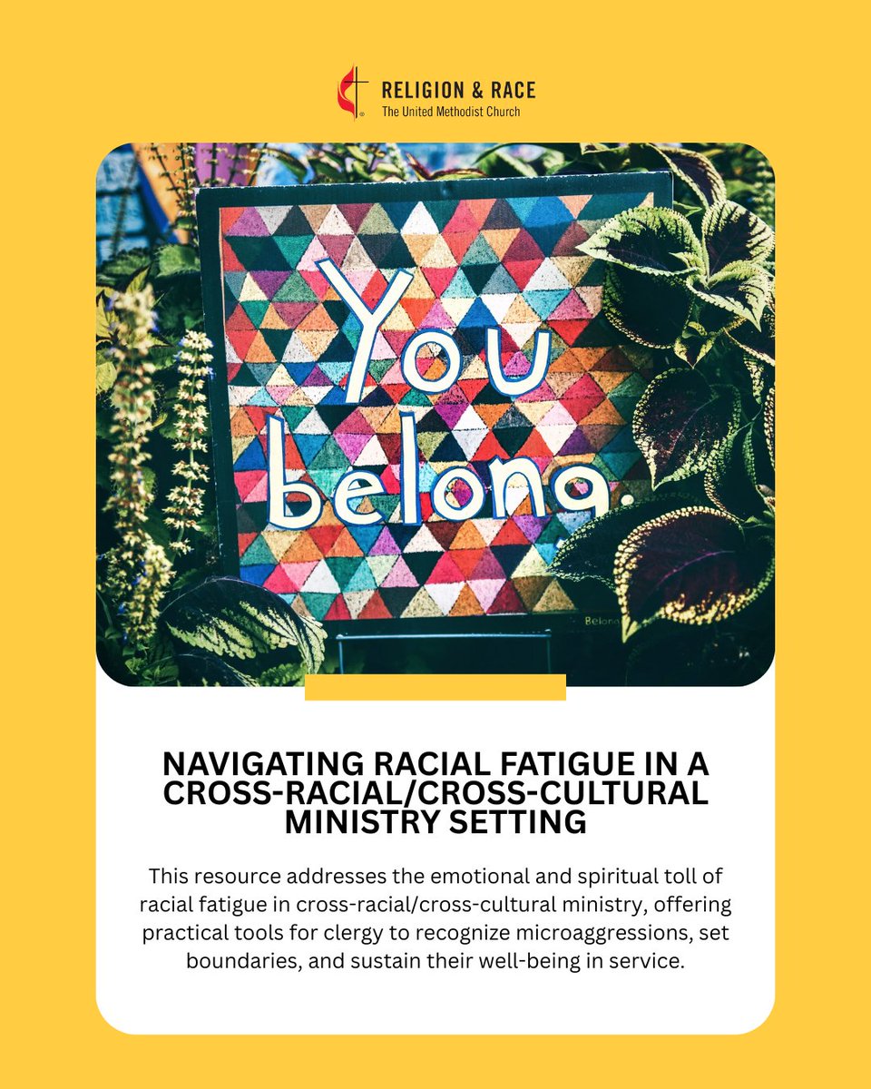 gcorrumc's tweet image. Serving across difference comes with deep emotional labor.
This guide explores how to recognize and respond to racial fatigue in ministry.
Boundaries. Healing. Support.

Start here: r2hub.org/library/naviga…
#RacialFatigue #BIPOCClergy #FaithAndEquity #CRCC #GCORR #UMC