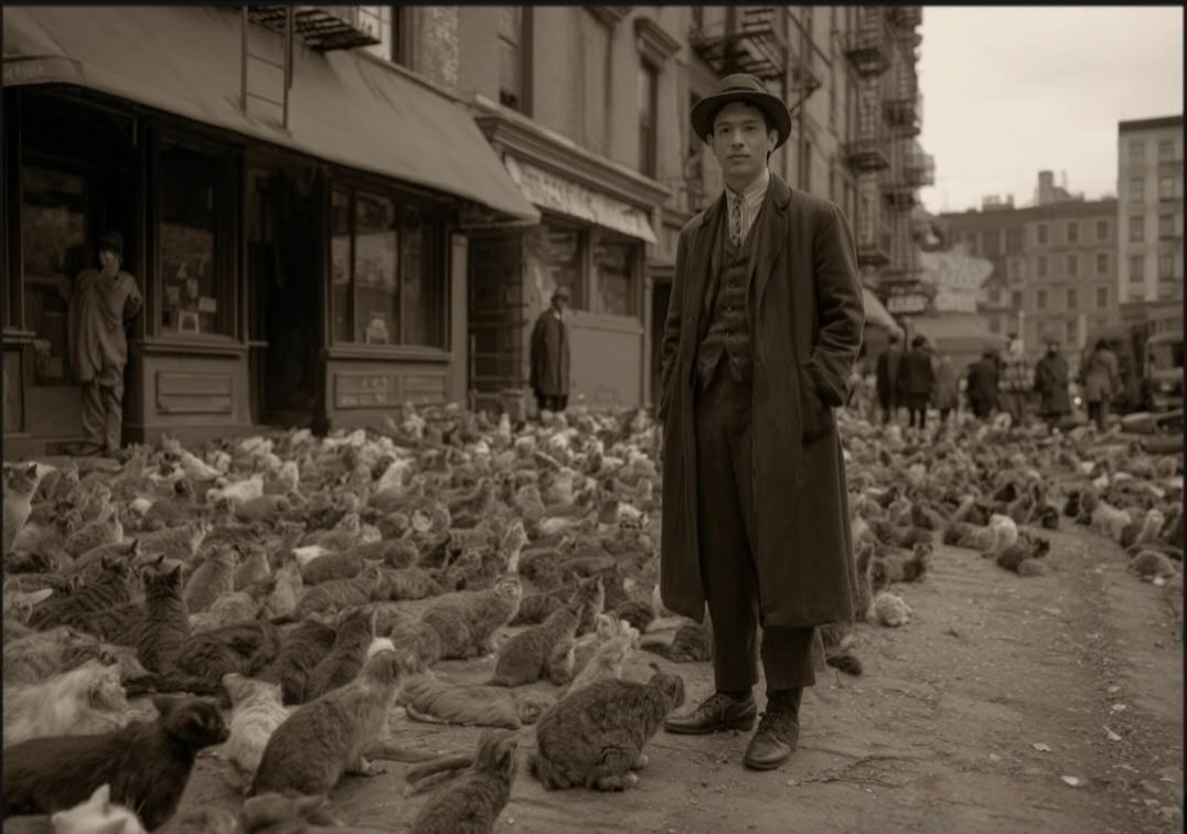 catsareblessing's tweet image. In 1909, a man sold wild catnip door-to- door in Harlem. Soon 30-40 cats followed him, rolling and meowing. A policeman arrested him for "inciting a crowd" -but the crowd was cats