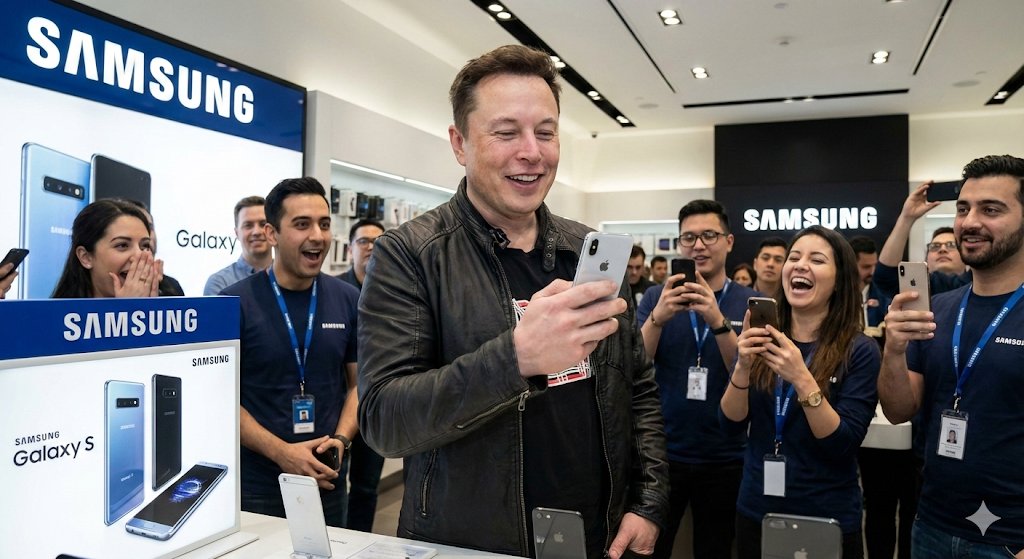 i asked nana banana pro to generate an image of elon musk holding an iphone in a samsung store.

flarking unreal: