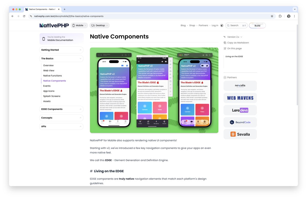 nativephp's tweet image. We&apos;re almost there! The v2 docs are really coming together