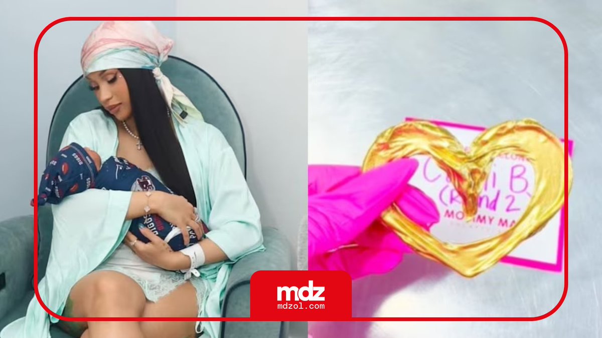 mdzol's tweet image. Cardi B convirtió el cordón umbilical de su cuarto hijo en una joya de oro.