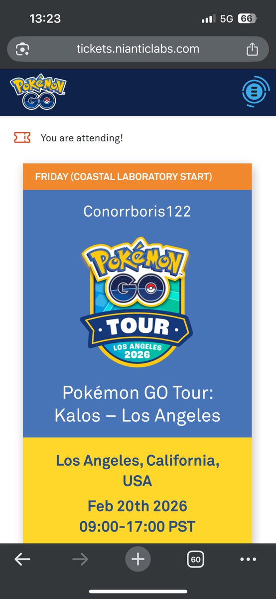 conorrboris122's tweet photo. LA here we come #PokemonGOTour2026 https://t.co/V8dSEHMc9z