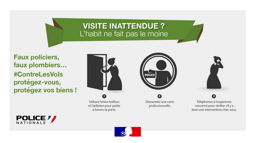 Soyez prudent si vous êtes amené à faire entrer un inconnu au sein de votre domicile. Pensez à demander une carte professionnelle et à vérifier son authenticité auprès de son organisme.