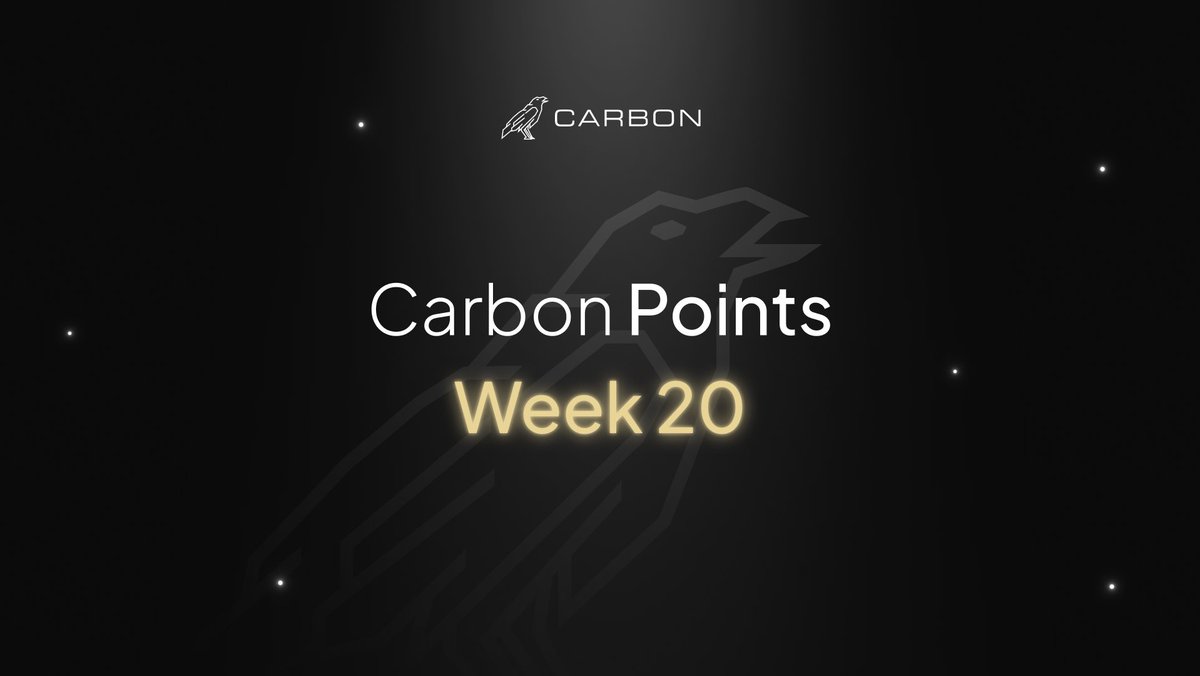 Carbon Points: Week 20💰   

Today, we distributed 200,000 Points to 77 eligible users based on trade activity over the last week.

Carbon coded.