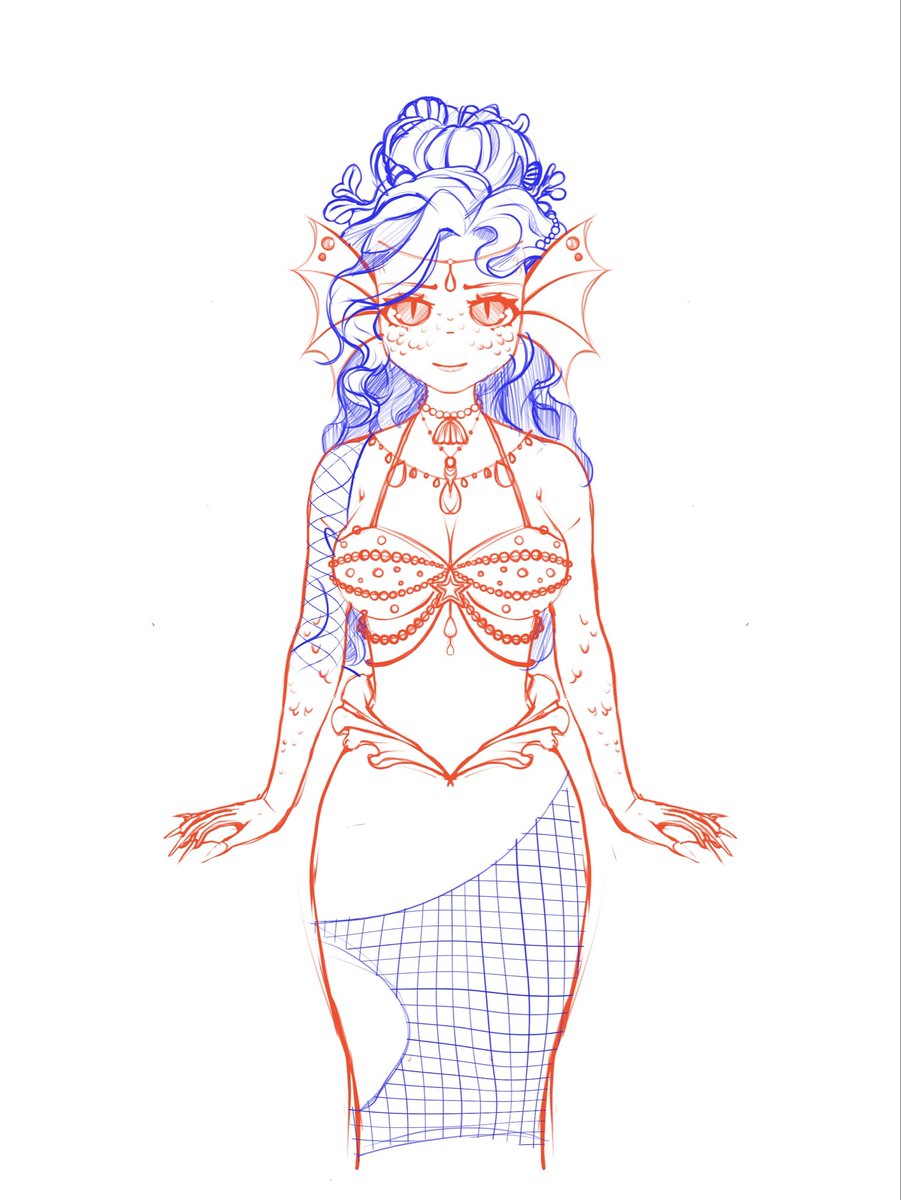 bumbleybeess's tweet image. sketch for my first ever vtuber model. i really hope i make this right aaaa 

#vtubermodel